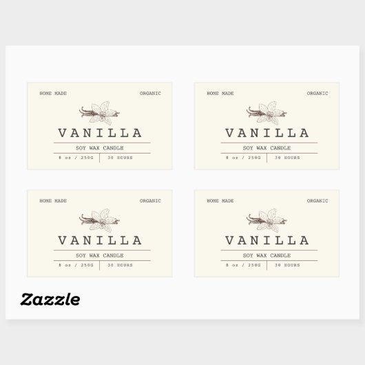 Elegant Vanilla Beige Boho Candle Labels Rechteckiger Aufkleber (Blatt)