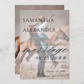 Elegant Vellum Overlay 2 Foto Minimalistische Hoch Einladung (Vorne/Hinten)