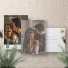 Elegant Vellum Overlay 2 Foto QR Code Wedding Save The Date