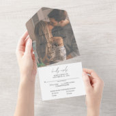 Elegant Vellum Overlay Foto Wedding RSVP All In One Einladung (Abreißen)