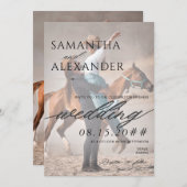 Elegant Vellum Overlay Minimalistisch 2 Foto Hochz Einladung (Vorne/Hinten)