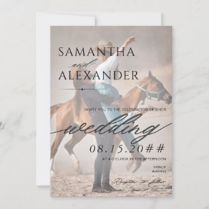 Elegant Vellum Overlay Minimalistisch 2 Foto Hochz Einladung