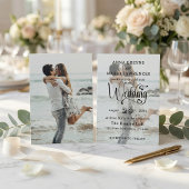 Elegant Vellum Overlay Modern 2 Photo Wedding  Einladung