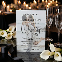 Elegant Vellum Overlay Modern 2 Photo Wedding  Einladung