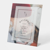 Elegant Vellum Transparency Wedding Initials Photo Sockelschild (Vorderseite)