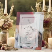 Elegant Vellum Transparency Wedding Initials Photo Sockelschild