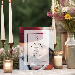 Elegant Vellum Transparency Wedding Initials Photo Sockelschild