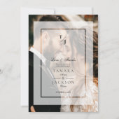 Elegant Vellum Transparency Wedding Photo  Dankeskarte (Vorderseite)