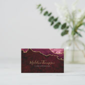 Elegant Velvet Burgundy Red Marble Agate Geode Visitenkarte (Stehend Vorderseite)