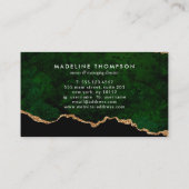 Elegant Velvet Emerald Green Marble Agate Geode Visitenkarte (Rückseite)