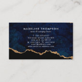 Elegant Velvet Navy Blue Marble Agate Geode Visitenkarte (Rückseite)