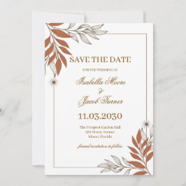 Elegant verbranntes orangefarbenes botanisches Lin Save The Date