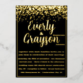 Elegant Veri Black and Gold Confetti Wedding Folieneinladung (Vorderseite)