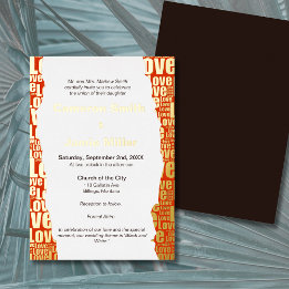 Elegant Vermilion Liebe Typografy Wedding Folieneinladung