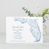Elegant Vero Beach Florida Wedding Navy Karte (Stehend Vorderseite)
