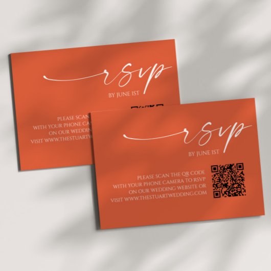 Elegant Verona Sunset QR Code Wedding RSVP Card Karte