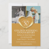 Elegant Vertical Golden 50th Wedding Anniversary Einladung (Vorderseite)