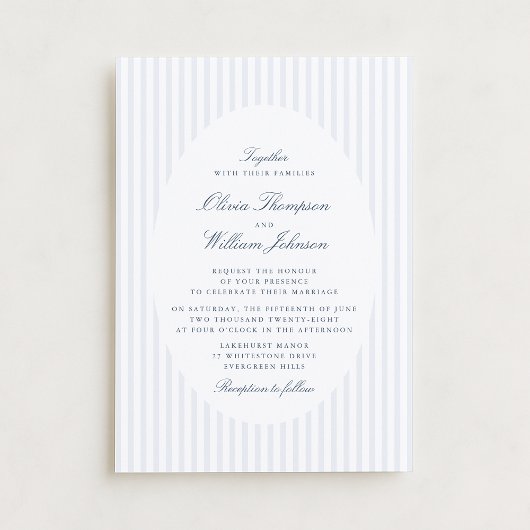 Elegant Vertical Stripe Classic Wedding Invitation Einladung