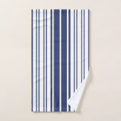 Elegant, vertikal, Streifen, marineblau, weiß Badhandtuch Set (Handtuch)