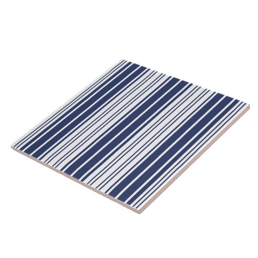 Elegant, vertikal, Streifen, marineblau, weiß Fliese (Seite)