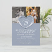 Elegant Vertikales Silber 25. Hochzeitstag Einladung (Stehend Vorderseite)