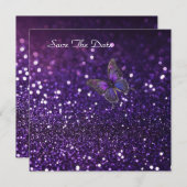 Elegant verzaubern: Der Lila Schmetterling Save The Date (Vorne/Hinten)