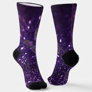 Elegant verzaubern: Der Lila Schmetterling Socken