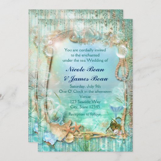 Elegant verzaubert unter den Einladungen zum Stran (Vorne/Hinten)