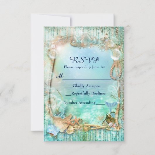 Elegant verzaubert unter der Sea Beach RSVP-Karte RSVP Karte (Vorderseite)