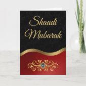 Elegant Verziert Black and Red Shaadi Mubarak Karte (Vorderseite)