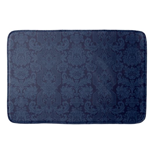 Elegant Verziert Blue Viktorianisch Damask Badematte (Vorderseite)