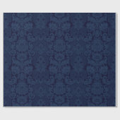 Elegant Verziert Blue Viktorianisch Damask Geschenkpapier (Flach)