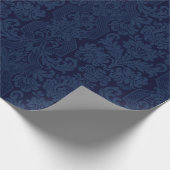 Elegant Verziert Blue Viktorianisch Damask Geschenkpapier (Ecke)
