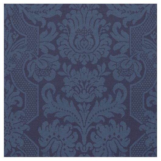 Elegant Verziert Blue Viktorianisch Damask Stoff (Nahaufnahme)