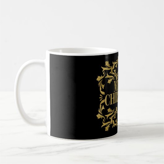 Elegant Verziert Gold Frohe Weihnachtskaffee Tasse (Links)