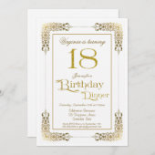 Elegant Verziert Gold Lace 18. Geburtstag Abendess Einladung (Vorne/Hinten)