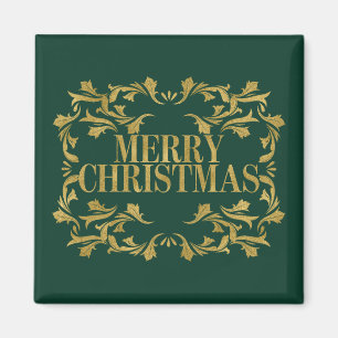 Elegant Verziert Gold Merry Christmas Square Magne Magnet