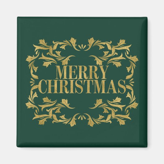Elegant Verziert Gold Merry Christmas Square Magne Magnet (Vorne)