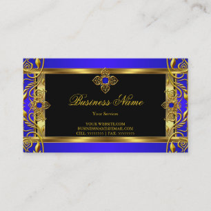 Elegant Verziert Königlich Blau Juwel Schwarz Gold Visitenkarte