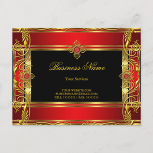 Elegant Verziert Königlich Rot Juwel Schwarz Gold Postkarte
