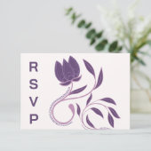 Elegant Verziert Paisley Fated Floral Wedding RSVP (Stehend Vorderseite)