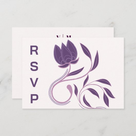 Elegant Verziert Paisley Fated Floral Wedding RSVP (Vorne/Hinten)