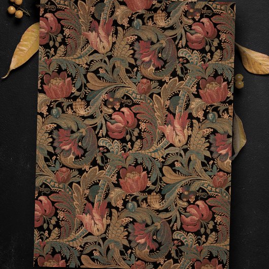 Elegant Verziert Viktorianisch Black Floral Seidenpapier