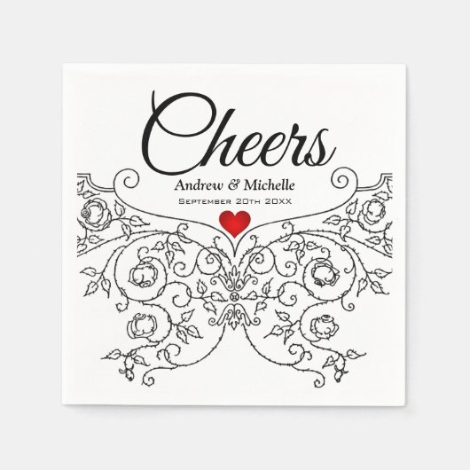 Elegant Verziert Wedding Mr. und Mrs. Personalisie Serviette (Vorderseite)