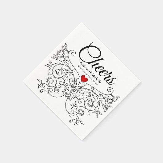 Elegant Verziert Wedding Mr. und Mrs. Personalisie Serviette (Ecke)