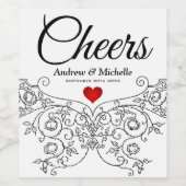 Elegant Verziert Wedding Mr. und Mrs. Personalisie Weinetikett (Einzelnes Label)