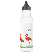 Elegant Vibrant Coral Pink Flamingos & Reed Pflanz Edelstahlflasche (Rechts)
