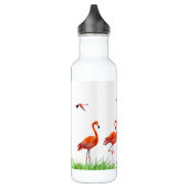Elegant Vibrant Coral Pink Flamingos & Reed Pflanz Edelstahlflasche (Links)