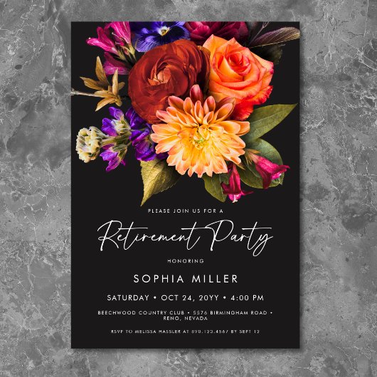 Elegant Vibrant Floral Retirement Party Einladung