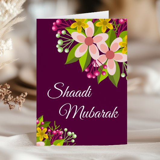 Elegant Vibrant Floral Shaadi Mubarak Karte